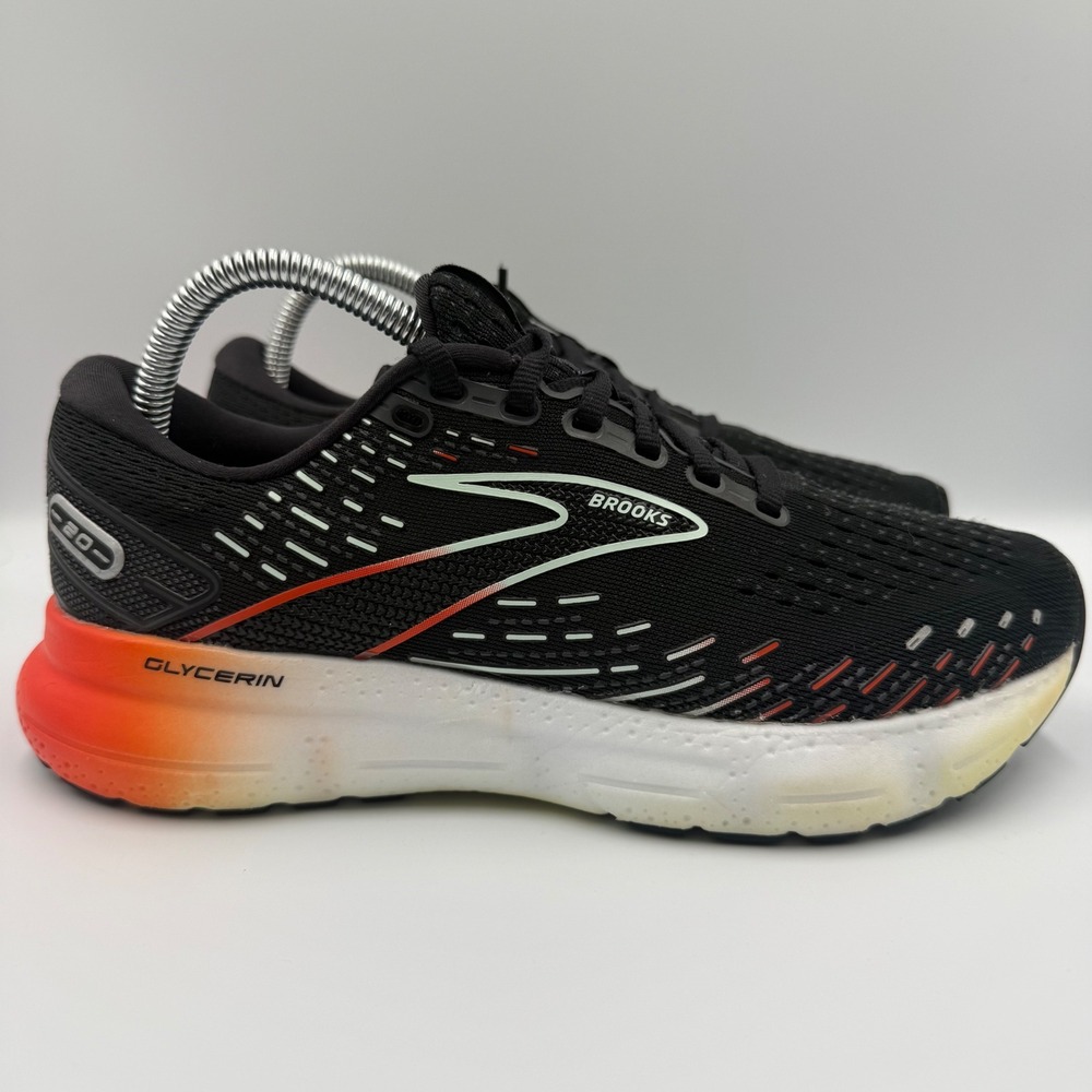 Brooks Glycerin 20 Mens Size 8.5 Running Shoes DNA Loft v3 Black Orange